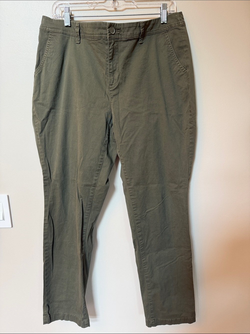 Olive Chino Pants - Classic Straight Fit